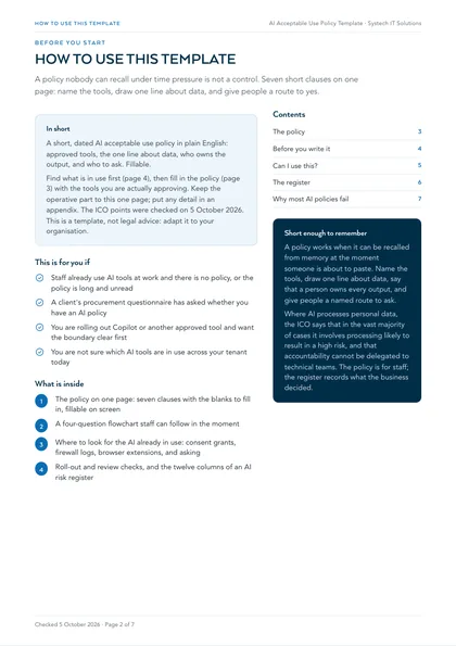 Page 2: How to use this template, and short enough to remember