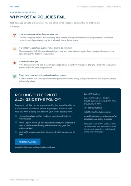 Page 7: Why most AI policies fail, and the next step