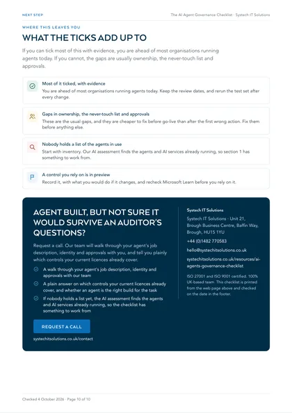 Page 10: What the ticks add up to, and the next step
