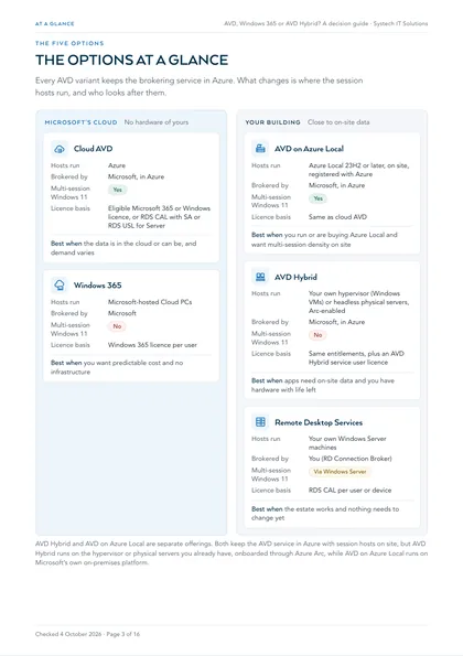 Page 3: The five options at a glance