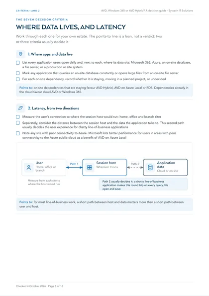 Page 6: Criteria 1 and 2: where data lives, latency