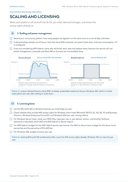 Page 8: Criteria 5 and 6: scaling, licensing