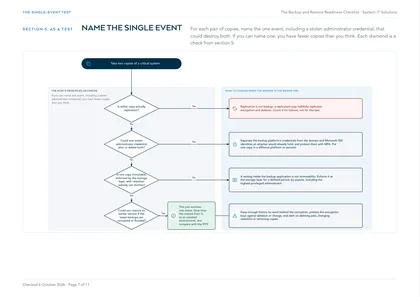 Page 7: Flowchart: for each pair of copies, name the single event that could destroy both