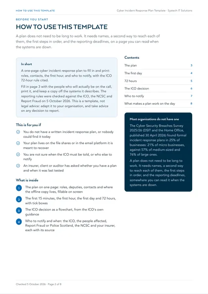Page 2: How to use this template, and most organisations do not have one