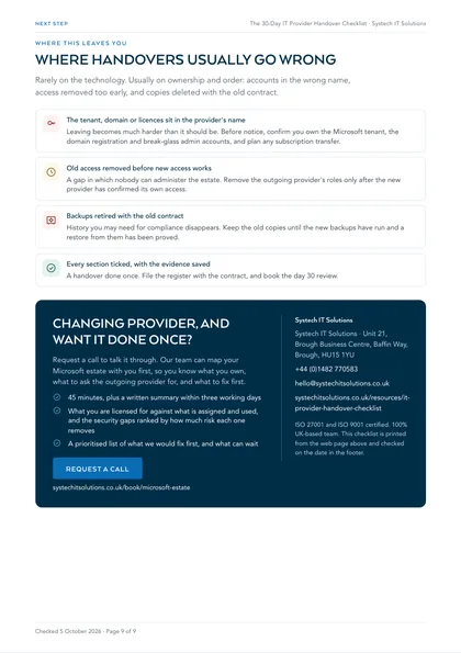 Page 9: Where handovers usually go wrong, and the next step