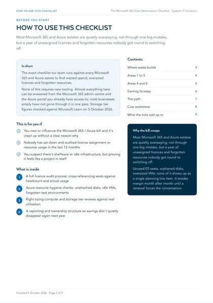 Page 2: How to use this checklist, and why the bill creeps