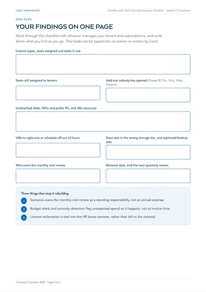 Page 8: Worksheet: your findings on one page, fillable on screen