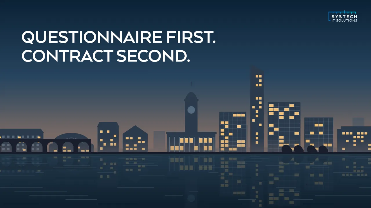 Leeds skyline at night: questionnaire first, contract second