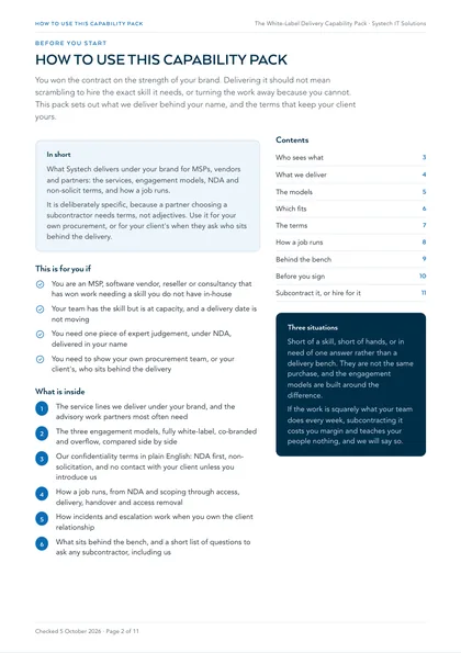 Page 2: How to use this capability pack, and three situations