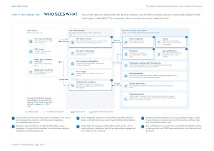 Page 3: Who sees what: your client, you, and Systech behind your brand