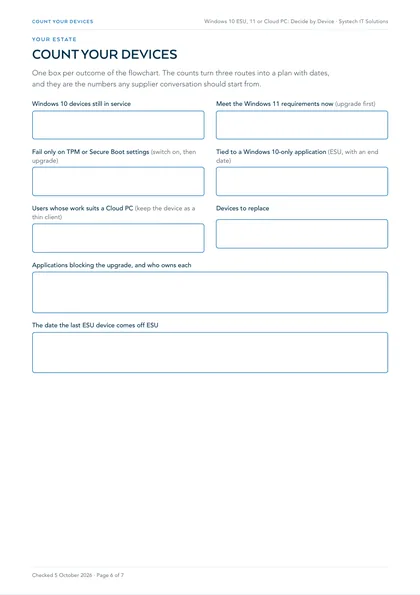 Page 6: Count your devices: a worksheet, fillable on screen